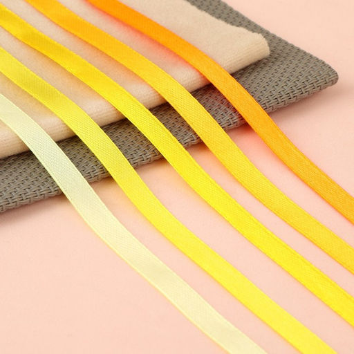 Цена за 2 шт. Атласная лента, набор 5 шт., 6 мм, 23±1 м, жёлтый, оранжевый