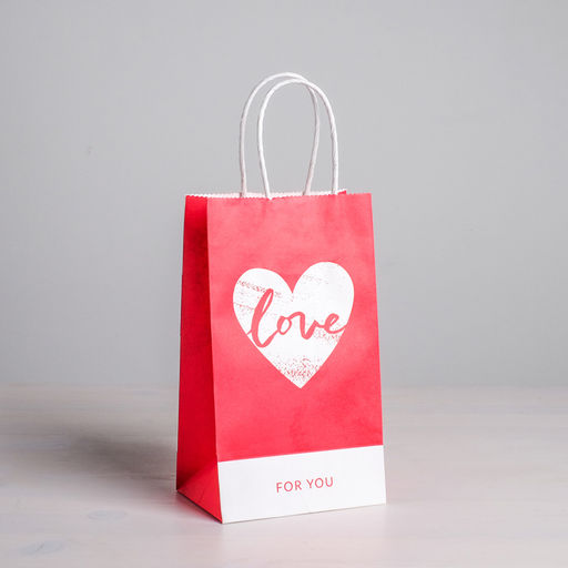 Пакет подарочный крафт With LOVE, 12 х 21 х 9 см