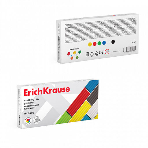Цена за 1 шт. Пластилин классический ErichKrause 6 цветов, 96 г (в коробке 6 шт)  фото 4
