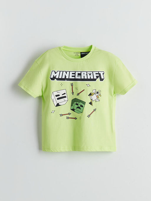 Bisiklet Yaka Minecraft Bask?l? Erkek ?ocuk Ti??rt