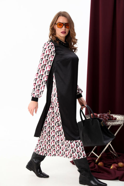 Платье NIKVA н926-2 ромбы бургунди и чёрный  фото 4