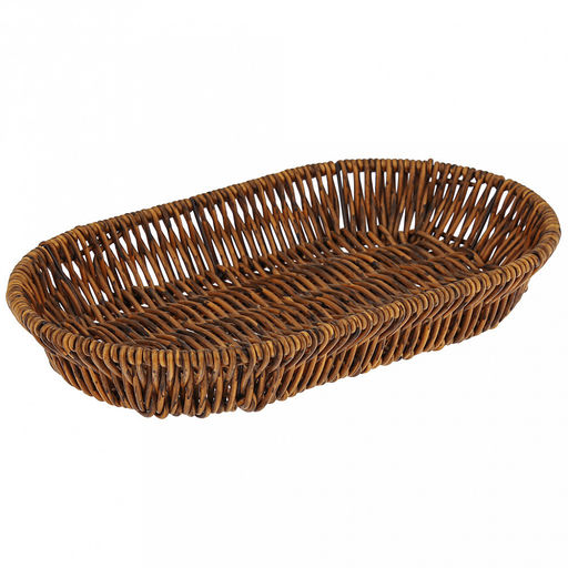 Корзина-сухарница плетеная Кондитер 27х16см h4см, полипропилен, коричневый, металлический каркас, форма овальная (Китай)