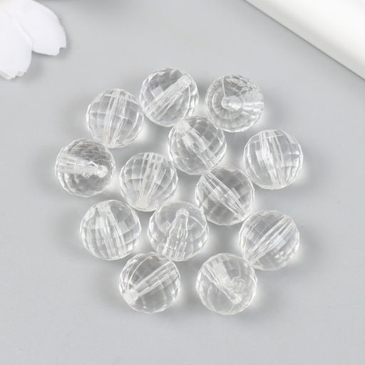 Бусины для творчества пластик Шарики с гранями - кристалл d=1,3 набор 20 гр - Арт узор фото 2