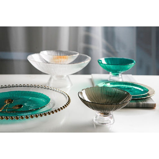 Ваза для фруктов «Фейерверк», 1.4 л, 25×10 см, стекло, цвет изумрудный