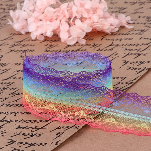 Цена за 2 шт. Кружево капроновое «Радуга яркая», 35 мм, 10±1 м, разноцветное №1