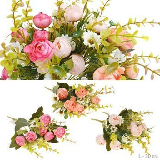 Цветок искусственный Букет роз 30 см / WH-37 /уп 2/300/600/ - Галеонтрейд фото 5