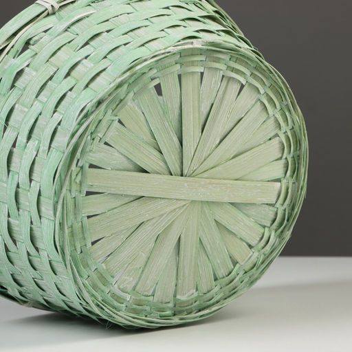 Корзина плетёная для хранения, 26×26×12 см, ручка h=18 см, бамбук, зелёная