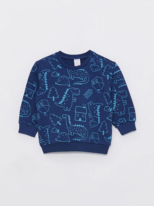 Bisiklet Yaka Uzun Kollu Bask?l? Erkek Bebek Sweatshirt 2li - Waikiki фото 2