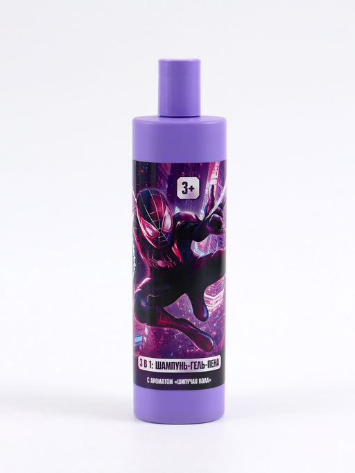 Детский шампунь-гель-пена 3в1, аромат шипучая кола, 410 мл, Человек паук