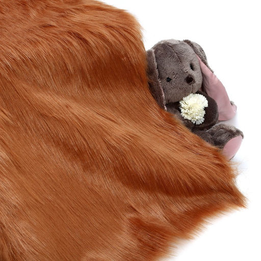 Цена за 48 шт. Ткань для рукоделия и шитья, мех длинноворсовой на трикотажной основе, ширина 155 см, терракотовая