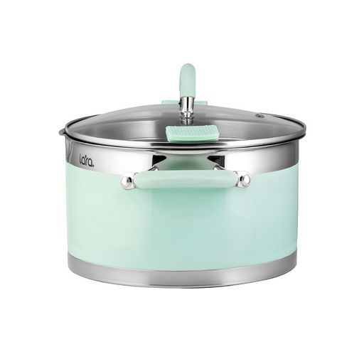LR02-542 Кастрюля LARA (нерж) MINT 20x11см, 3,3л, носик, индукционное дно, крышка с бортом  фото 7