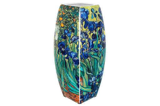 Ваза 3 л 12,5*12,5*30 см "Ирисы" квадрат, NEW BONE CHINA