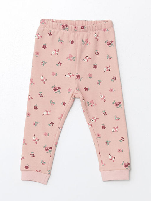 Beli Lastikli Bask?l? K?z Bebek Pijama Alt