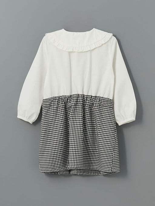 Pamuklu Ekose Desenli K?z ?ocuk Elbise