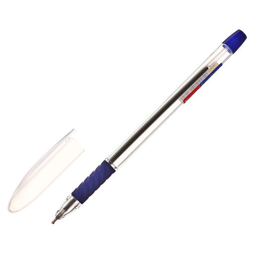 Набор 12 шт. Ручка шариковая 1,0мм синяя, с резиновым держателем (штрихкод на штуке) - Simaland фото 3