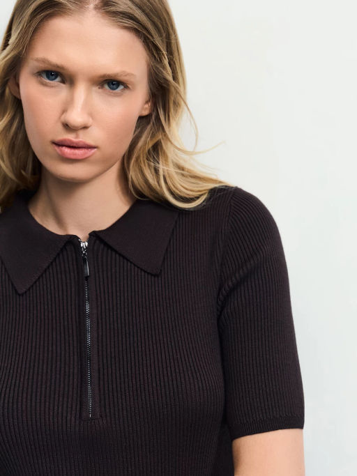 Вязаное платье поло из вискозы / Zarina  фото 9