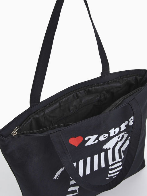 Сумка - шоппер «Зебра», на молнии, с принтом, 42×9×32 см, чёрная