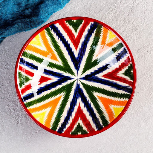 Бульонница узбекская Риштанская Керамика «Атлас.Ромбы», 1.1 л, d=23 см, разноцветная