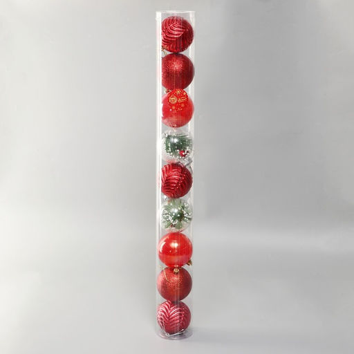 Ёлочные игрушки Мелодия, шары новогодние, d=8 см, набор 9 шт., ёлочка глянец, красный - Зимнее волшебство фото 2