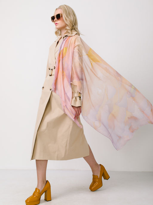 Большой, мягкий, тонкий и очень нежный двусторонний палантин с рисунком в стиле арт-деко - Tantino фото 6