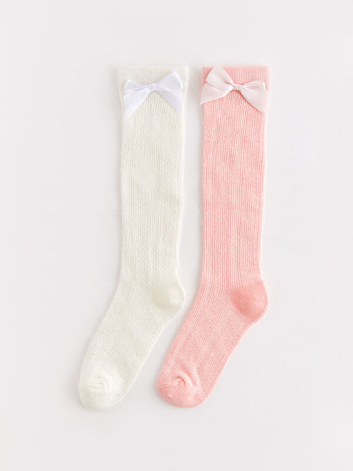 Fiyonk Detayl? K?z ?ocuk Diz Alt? ?orap 2li