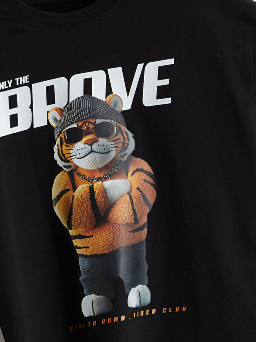 Bisiklet Yaka Bask?l? Erkek ?ocuk Ti??rt