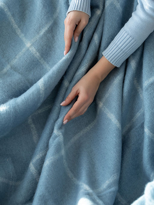 Плед под мохер 130x180 синий