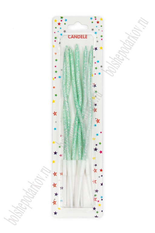 Свечи праздничные Спираль (6 шт) SF-7830, аквамариновый