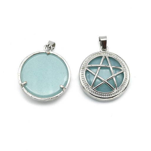 Кулон Звезда 27*27мм из аквамарина имитация