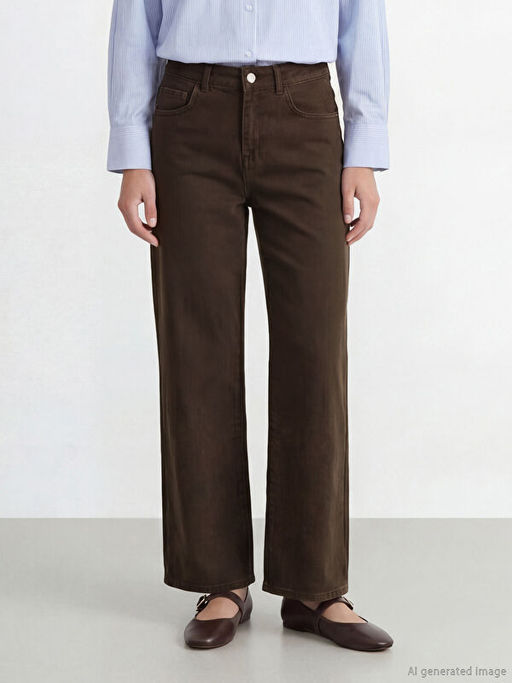 Y?ksek Bel WideLeg Kad?n Jean Pantolon