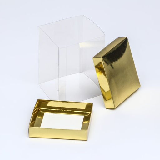 Цена за 10 шт. Коробка с PVC Мини 10 X 10 X 12 см "Золото"