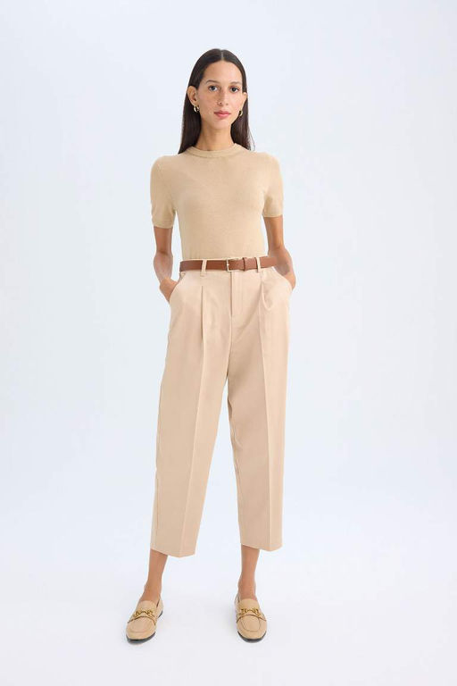 Приталенный свитер с круглым вырезом и короткими рукавами - Defacto фото 2