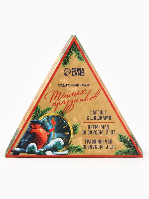 Подарочный новогодний набор Советский: чай травяной 25 г ? 3 шт., варенье с шишками 100 мл., крем-мёд 120 г ? 2 шт. - Фабрика счастья фото 2