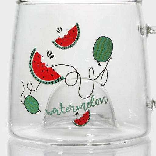 Кружка «Арбузик», 300 мл, с деревянной крышкой, стекло, прозрачная