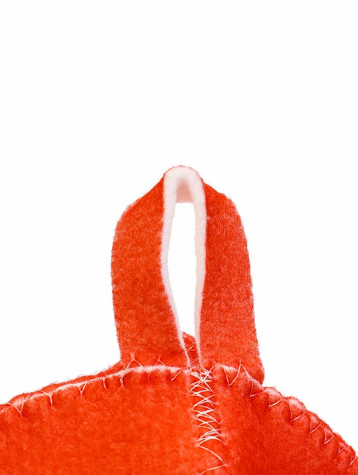 Набор для бани с принтом С новым годом!, 5 предметов: шапка, рукавица, тапочки, коврик, войлок, красный, Банная забава  фото 6