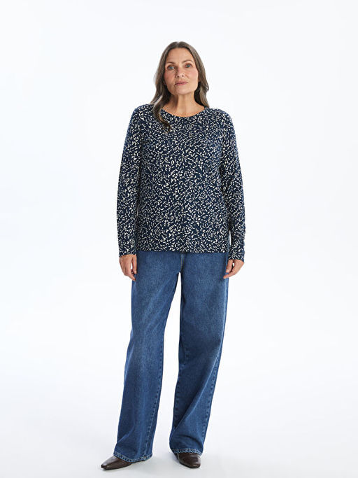 Bisiklet Yaka Desenli Kad?n Bluz