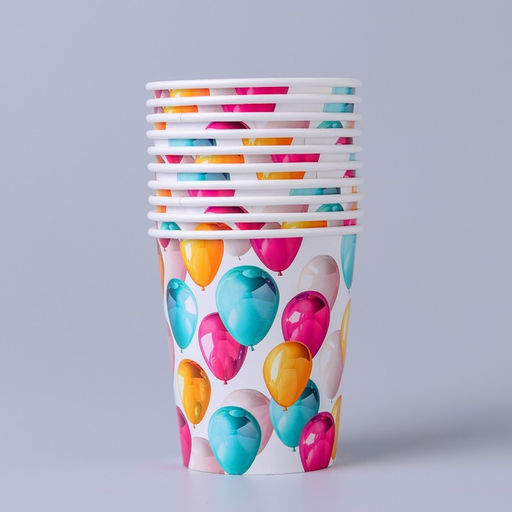 Цена за 10 шт. Стакан бумажный Шары, 250 мл - Страна карнавалия фото 2