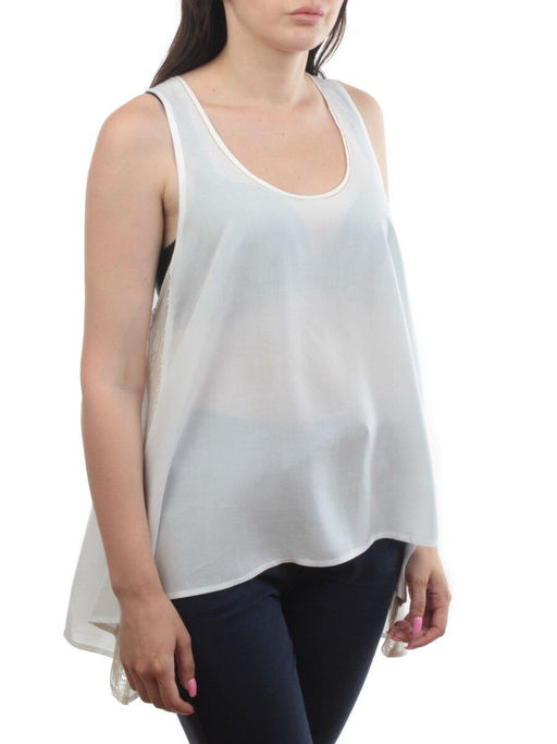 GM2601 WHITE Топ женский (штапель, 85% хлопок, 15% спандекс)