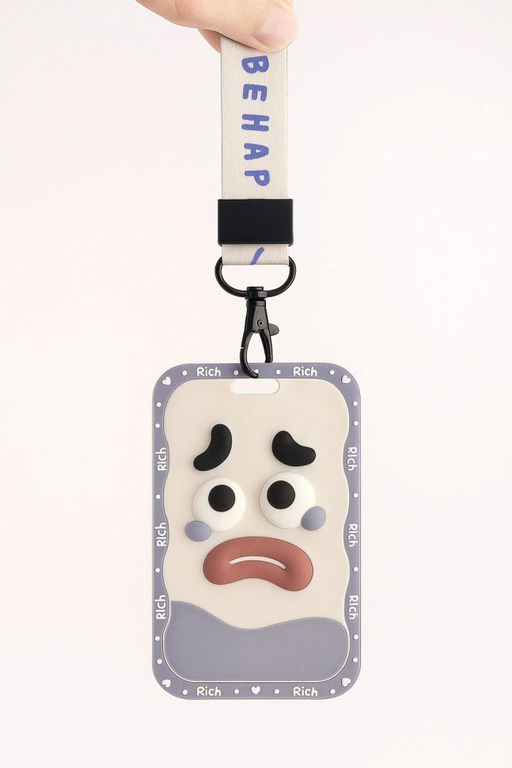 Футляр для карт на ленте "Be happy", sad smiley