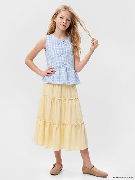 Fiyonk Detayl? K?z ?ocuk Peplum G?mlek