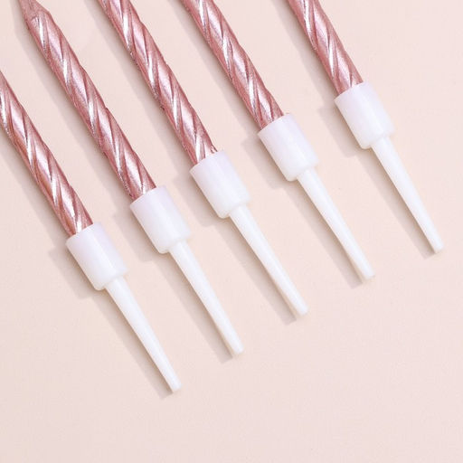 Цена за 3 шт. Свечи в торт Спираль, 10 шт., средние, 5 см, розовый металлик - Страна карнавалия фото 4