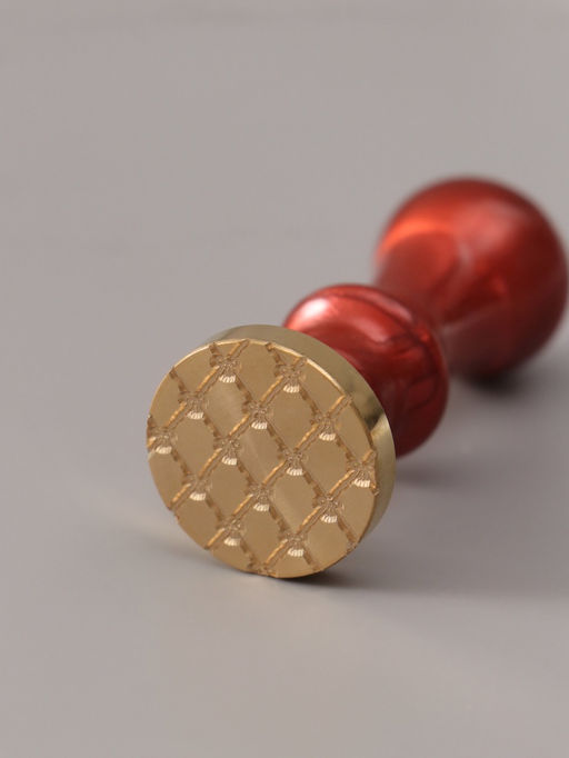 Печать для сургуча с пластиковой ручкой Сетка с бантиками, 6.3?2.5?2.5 см