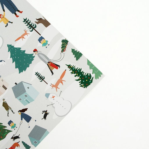 Цена за 10 шт. Упаковочная бумага на Новый год Зимний город, 70?100 см, глянцевая