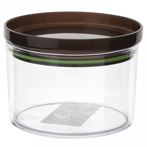 "Феличита" Банка для сыпучих продуктов пластмассовая 0,3л, д9,4см, h7см, прозрачный, прижимная крышка с силиконовым уплотнителем (Китай)