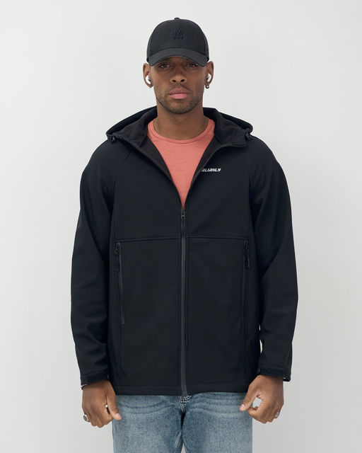 Ветровка спортивная мужская с капюшоном softshell черного цвета 9563Ch - Mtforce фото 8