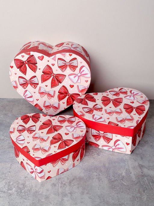 Коробка подарочная 3 штуки Сердце / 1159 /уп 24/16*18.3*7/18*20.3*8/20*22.3*9cm - ГалеонТрейд фото 2