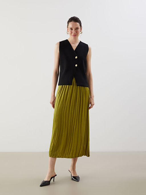 Beli Lastikli Pileli Etek