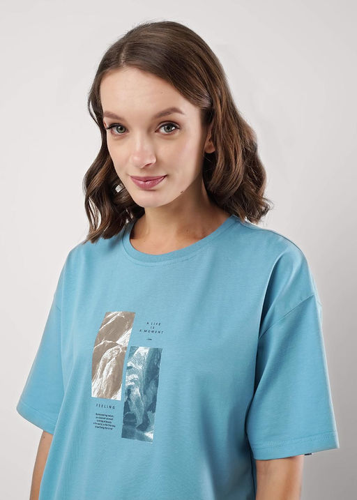 CLE Футболка жен. 256711кд_п голубой - Clever wear фото 6