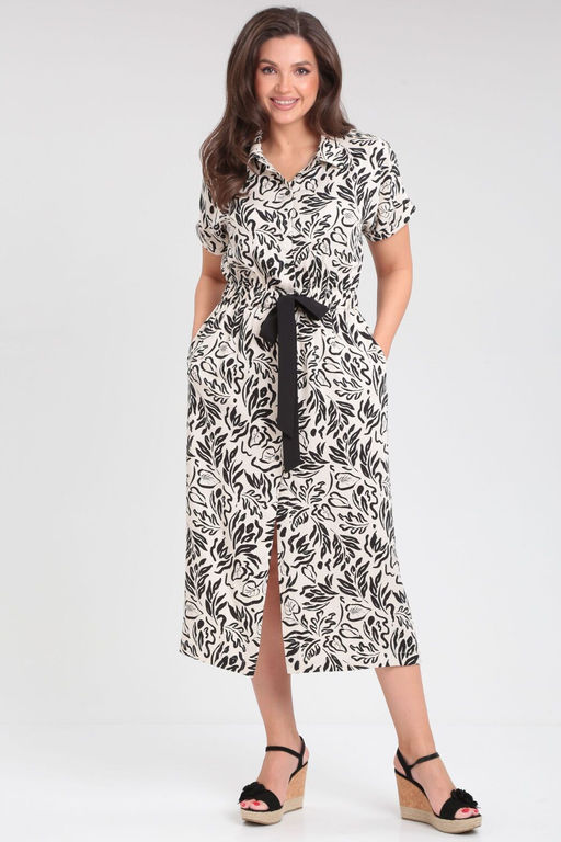 Платье Lenata 16411 черно молочный