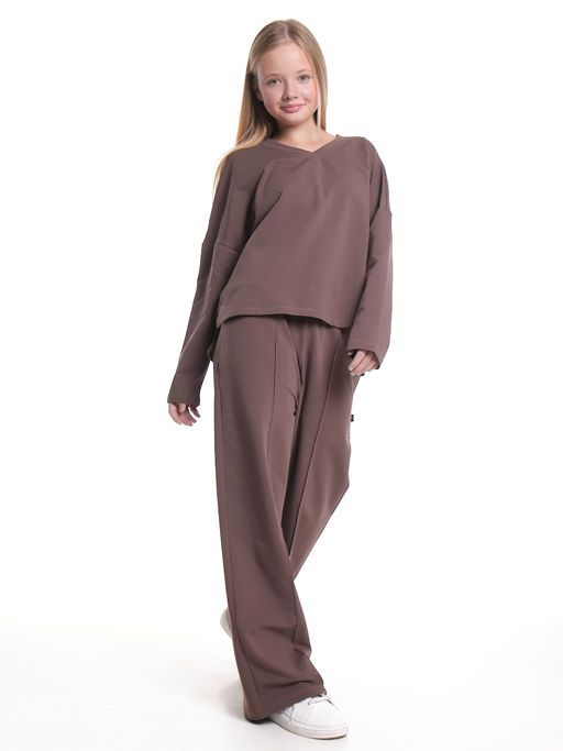 Свитшот для девочки однотонный 22-7699 шоколад - Mini maxi фото 14